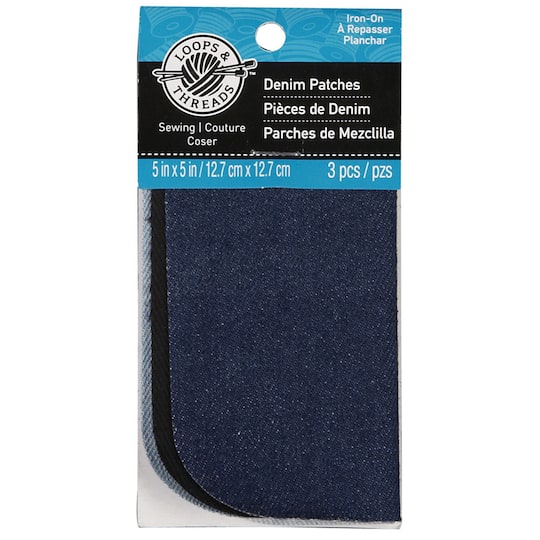 24 Packs: 3 ct. (72 total) Assorted Denim Patches by Loops & Threads™